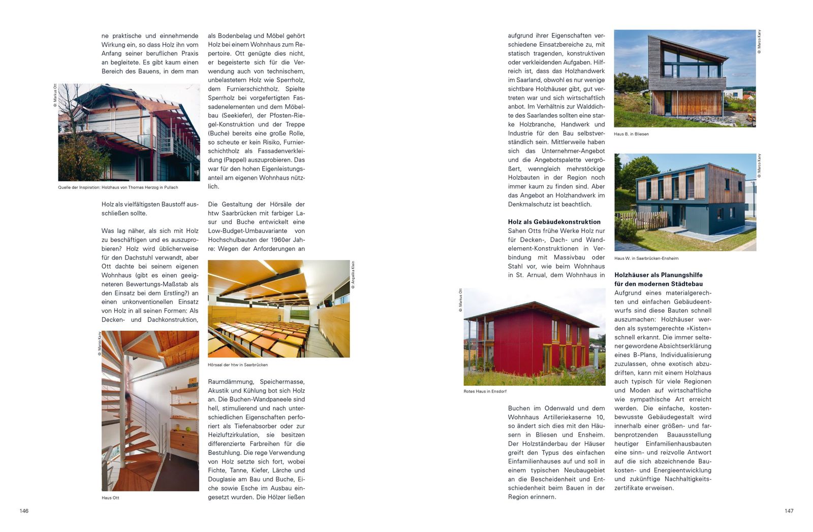 Doppelseite aus dem Essay »Liebe und Lignum« zum Thema Holzbau