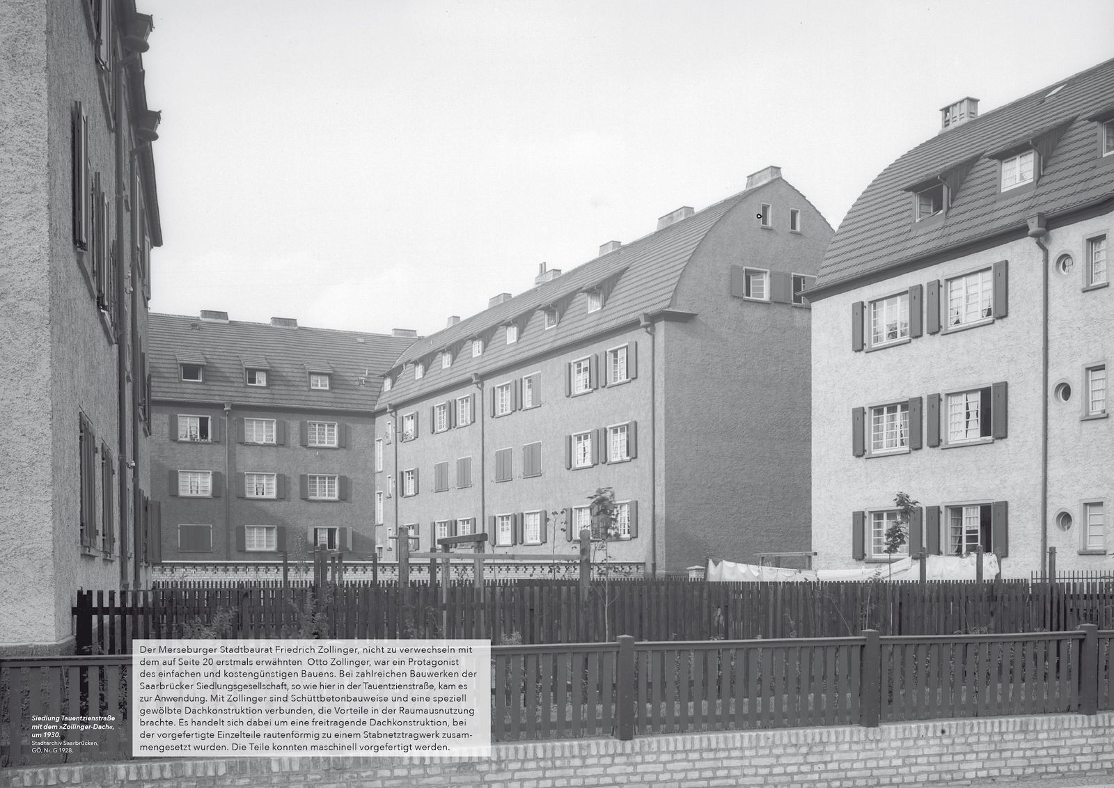 Doppelseite aus »100 Jahre Saarbrücker gemeinnützige Siedlungsgesellschaft« (S. 22–23)