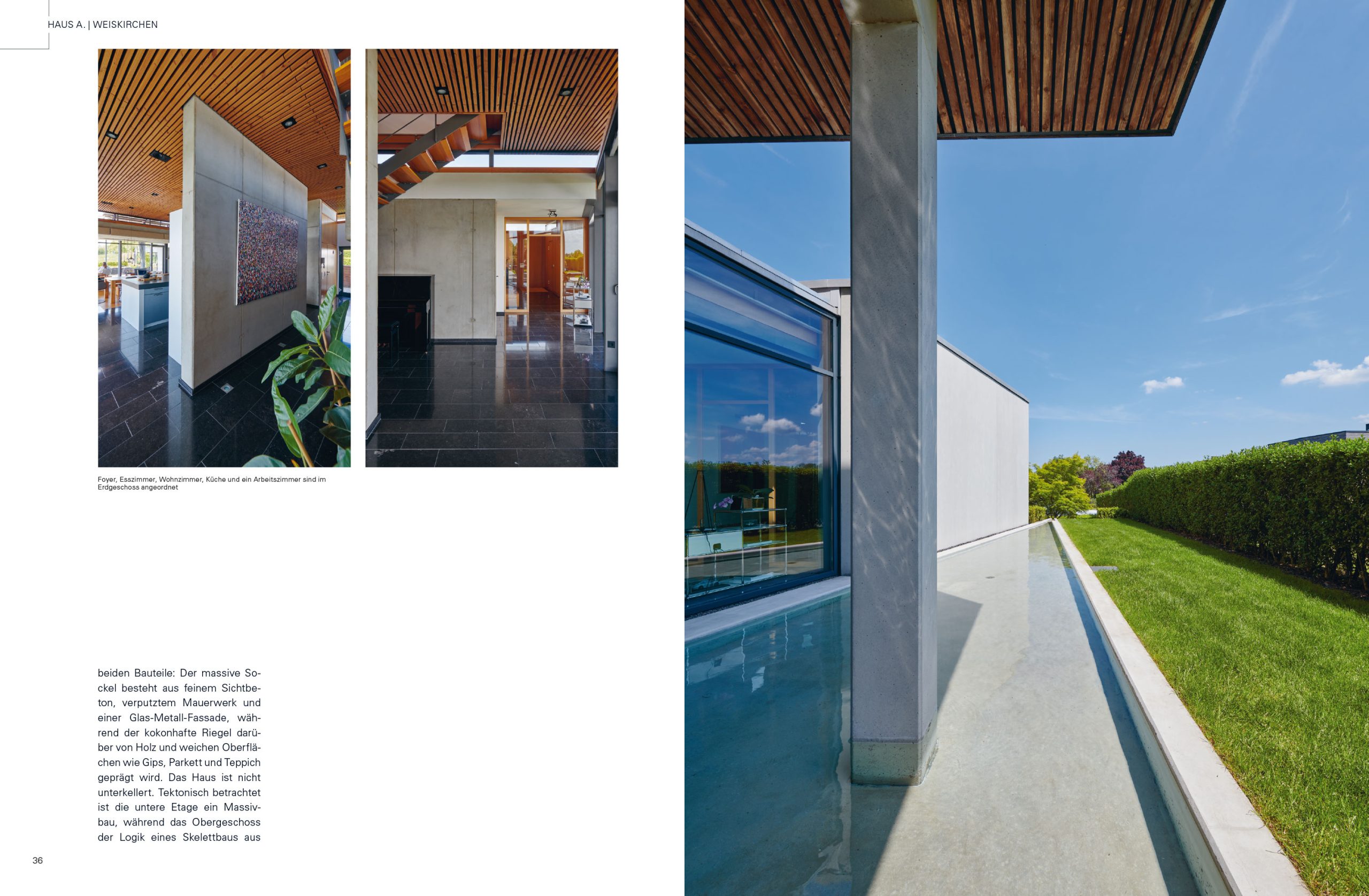 Otts Entwürfe sind fein detailliert. Diese großzügig bebilderte Doppelseite zeigt ein Einfamilienhaus in Weiskirchen.